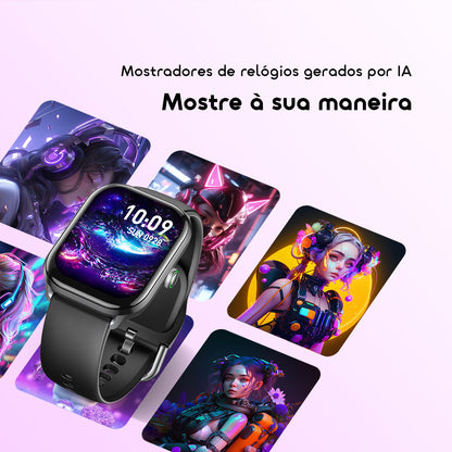 oraimo Watch 6 Lite Relógio inteligente de 2,01 polegadas com interface de utilizador moderna.
