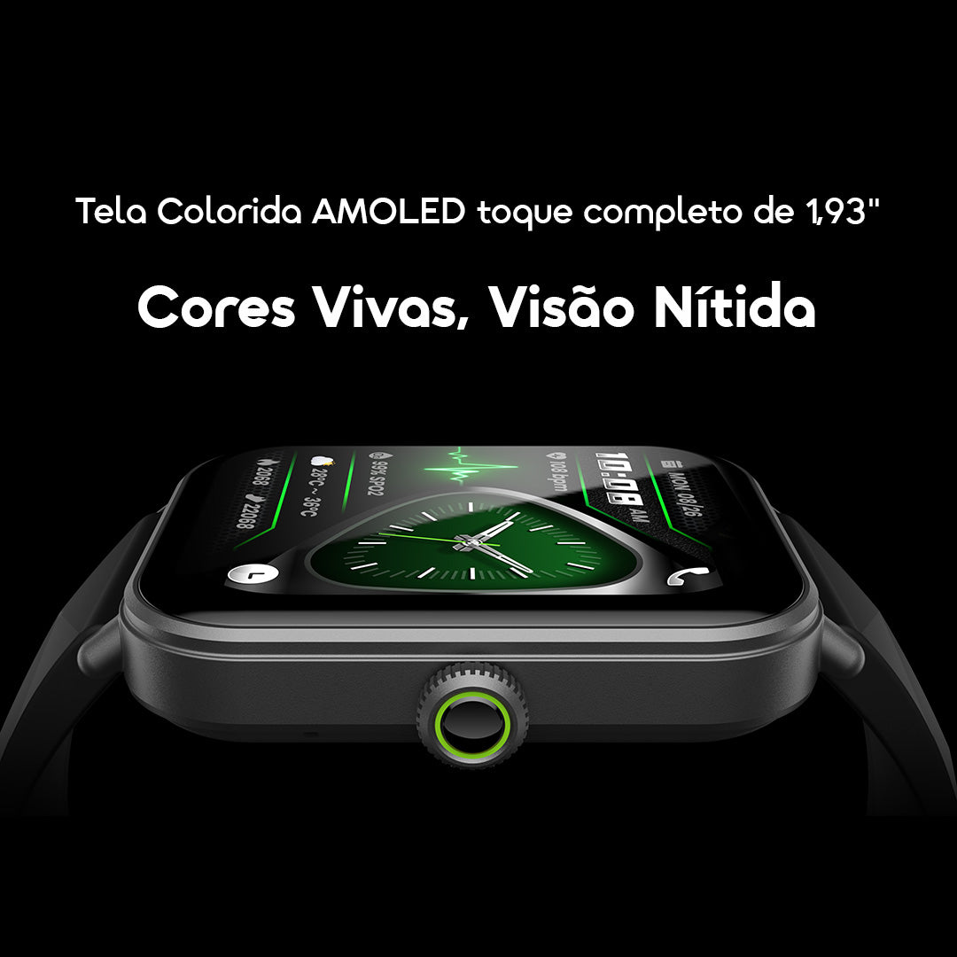 oraimo Watch Nova 2 Lite Relógio inteligente com ecrã a cores AMOLED totalmente sensível ao toque de 1,93 polegadas
