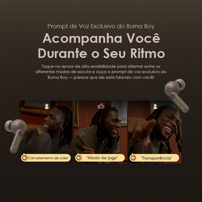 oraimo SpacePods ANC x Burna Boy Auriculares Fones de Ouvido verdadeiro sem fio