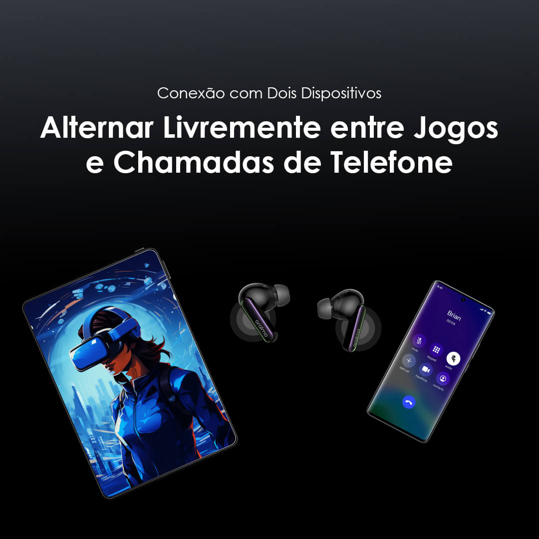 oraimo SpaceBuds Auriculares híbridos sem fios ANC True Wireless Prompt de voz personalizado