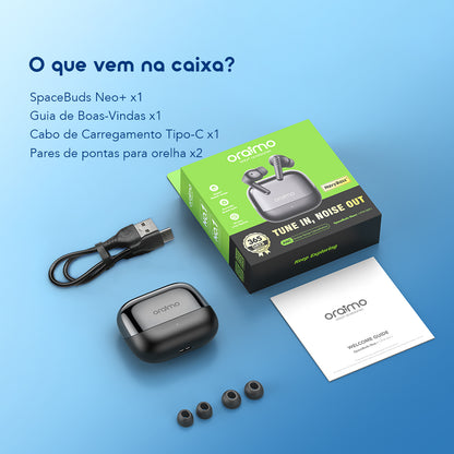 oraimo SpaceBuds Neo+ Fones de Ouvido ANC com Áudio Espacial True Wireless