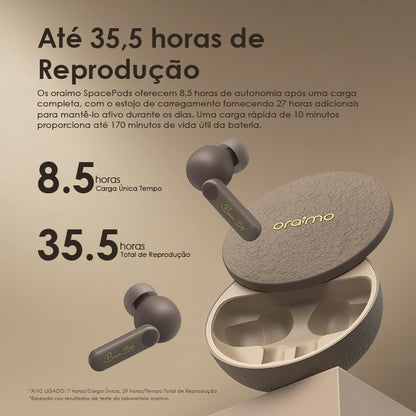 oraimo SpacePods ANC x Burna Boy Auriculares Fones de Ouvido verdadeiro sem fio