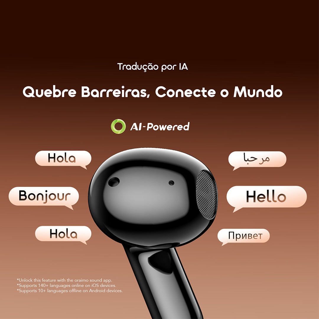 oraimo SpaceBuds Air 2 Auscultadores com bateria de longa duração (50 horas) e tradução inteligente