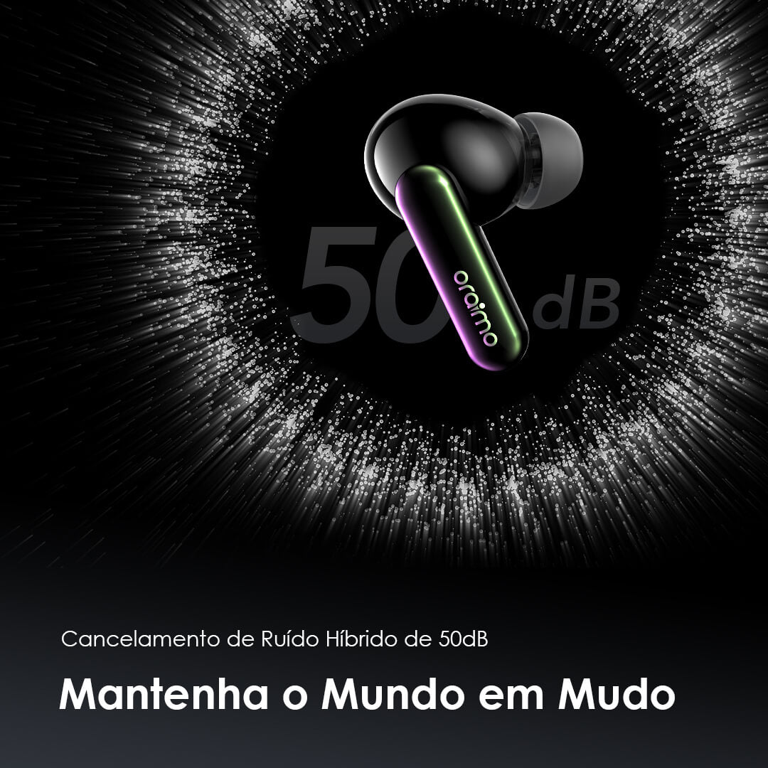 oraimo SpaceBuds Auriculares híbridos sem fios ANC True Wireless Prompt de voz personalizado