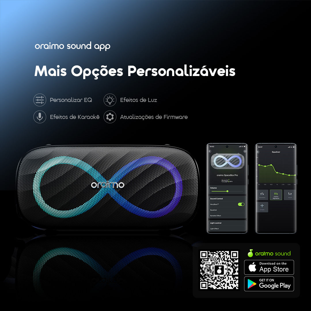 oraimo SpaceBox Pro Caixa de Som Sem Fio de 80W