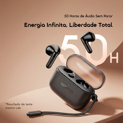 oraimo SpaceBuds Air 2 Auscultadores com bateria de longa duração (50 horas) e tradução inteligente
