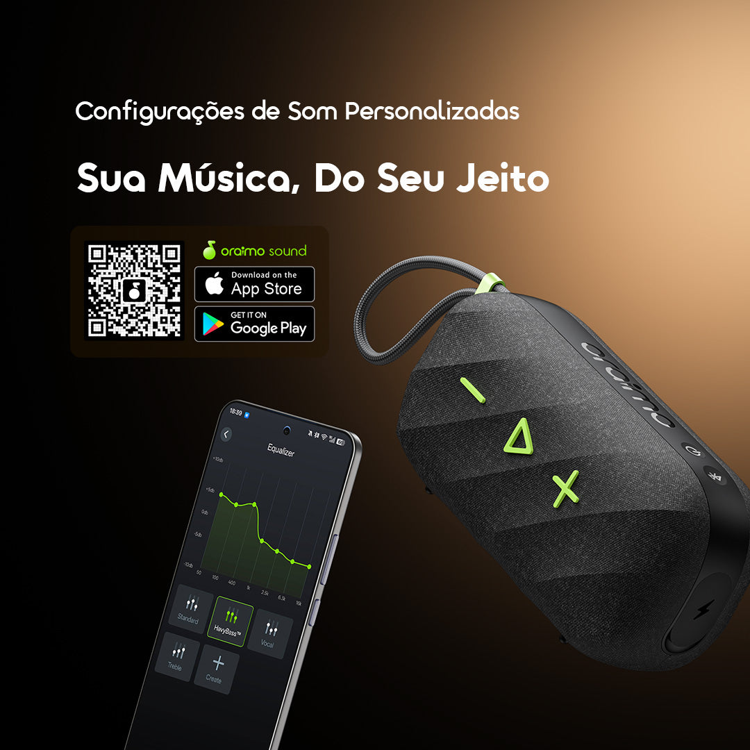 oraimo SpaceBox Active Coluna de Som Portátil Sem Fios Personalizável com FM de 25W de Potência