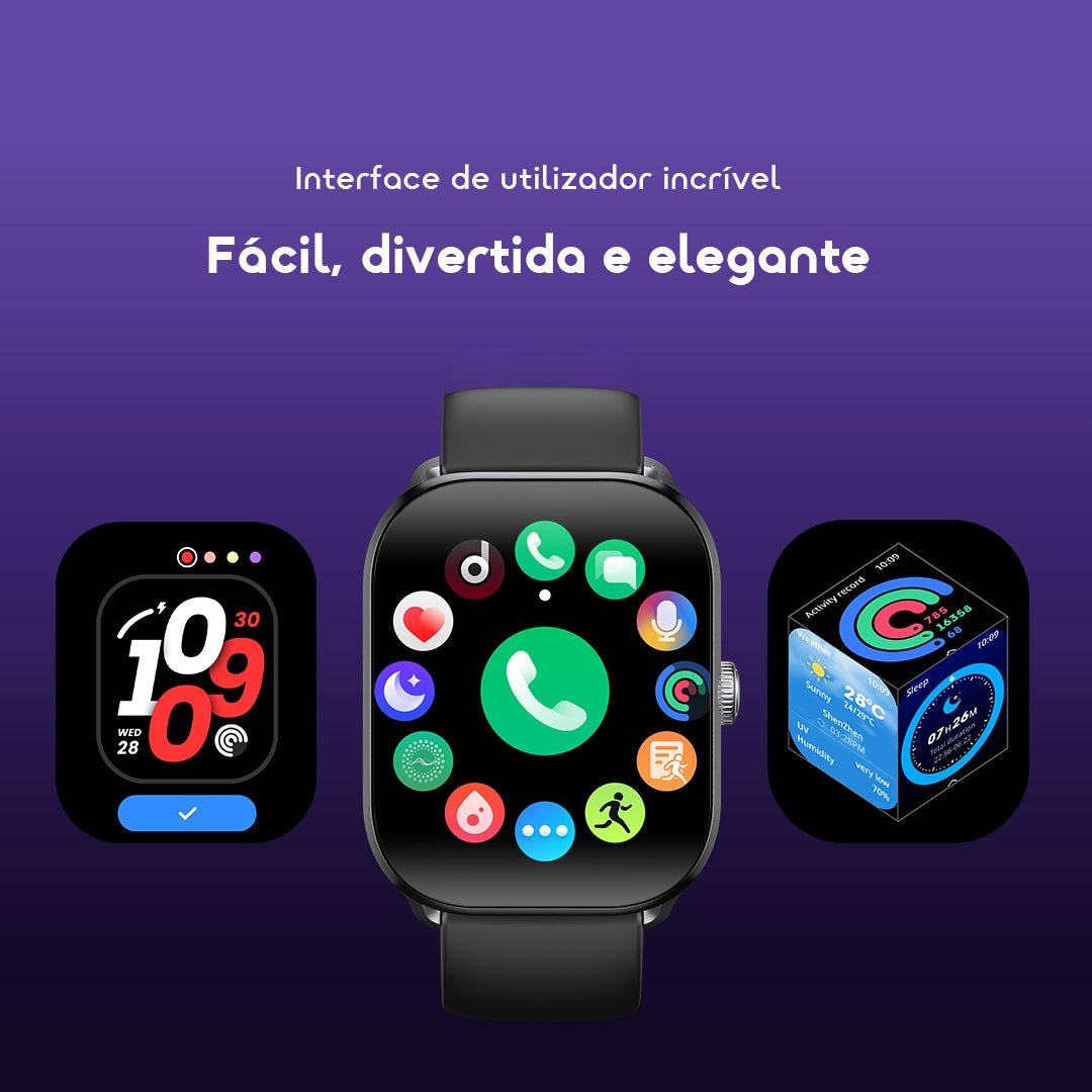 oraimo Watch 6 Lite Relógio inteligente de 2,01 polegadas com interface de utilizador moderna.