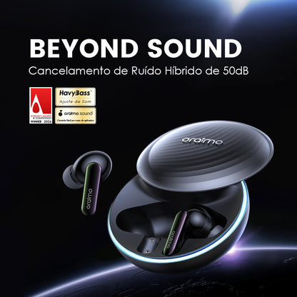 oraimo SpaceBuds Auriculares híbridos sem fios ANC True Wireless Prompt de voz personalizado