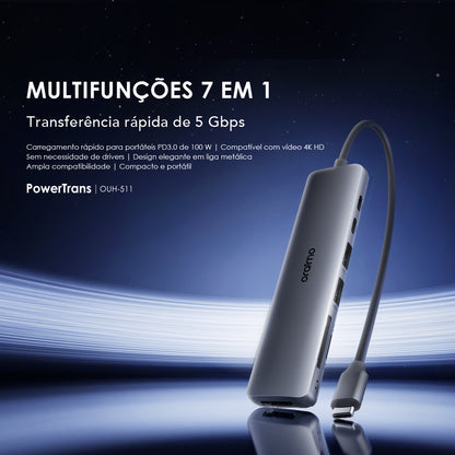oraimo PowerTrans Adaptador multifunções USB-C 7 em 1
