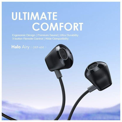 oraimo Halo Airy Tipo-C Fones de Ouvido Semi-Intra-Auriculares com Fio
