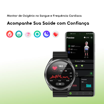 oraimo Watch Nova 2R Relógio inteligente com ecrã AMOLED de 1,43" e autonomia de 35 dias em modo de espera